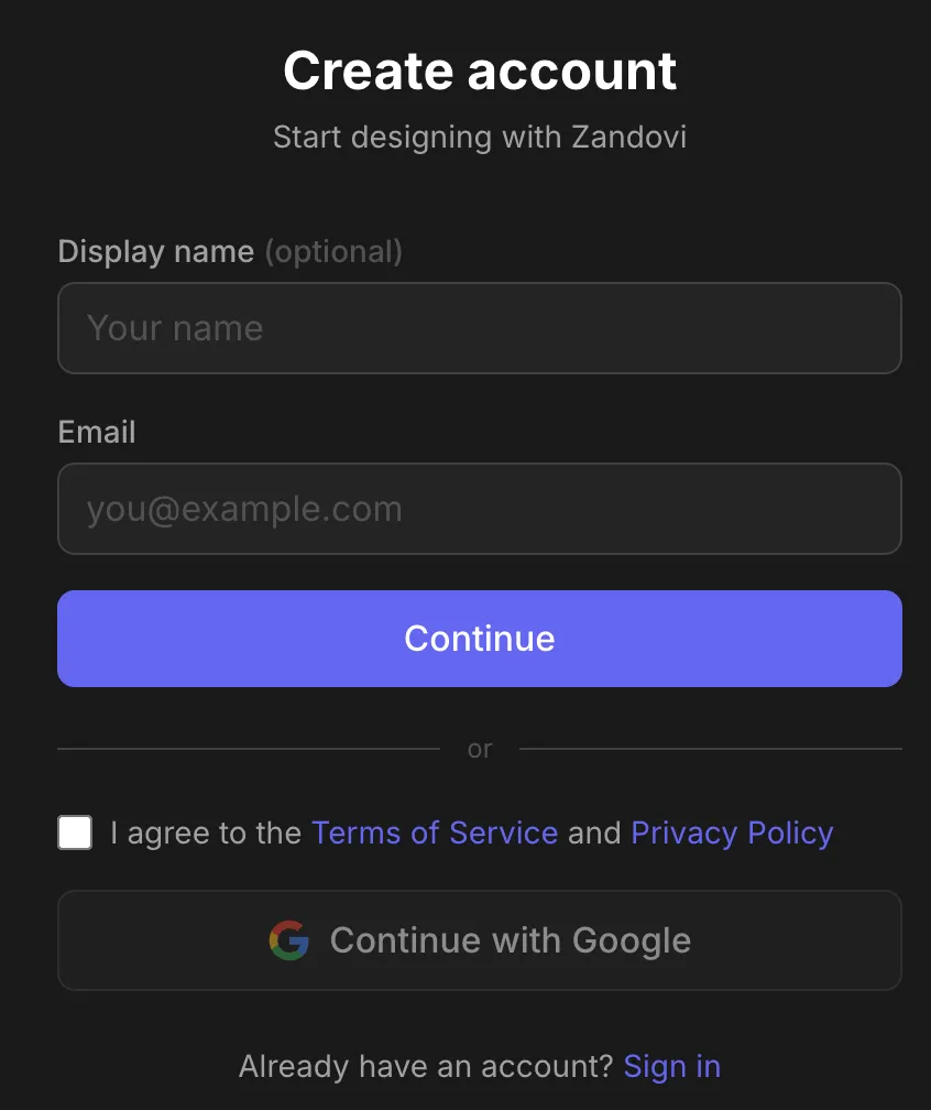 The login page showing all three sign-in options: Sign in with a passkey, Continue with Google, and the email input + Send sign-in link button.